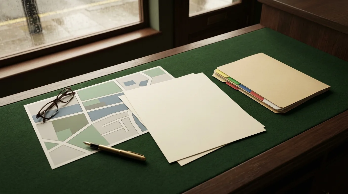 Blank lease papers and planning materials on a retailer counter for vape shop premises checks