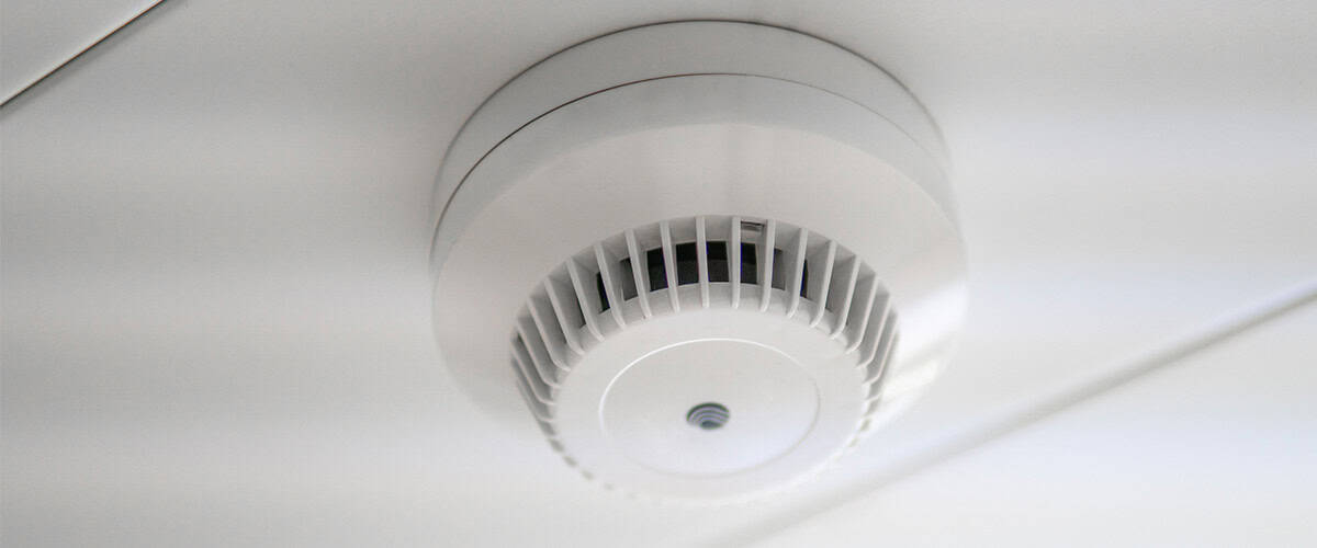 Smoke detector on a ceiling