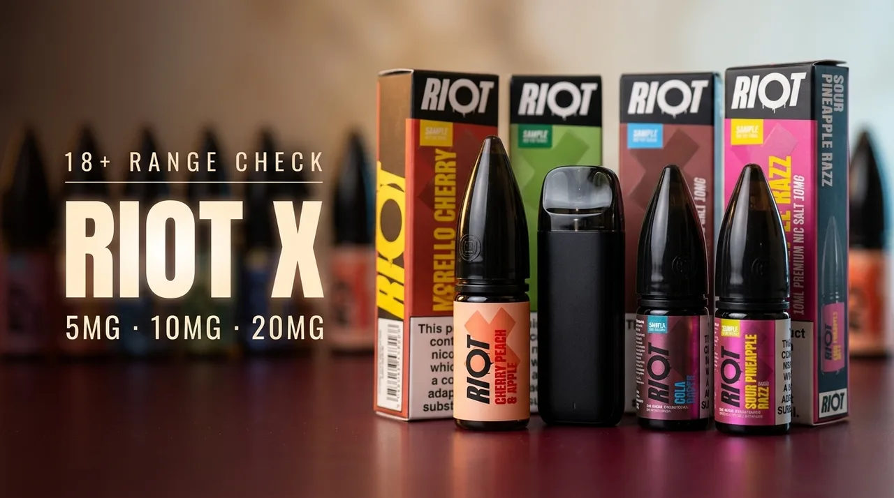 Riot X nic salts UK: 5mg, 10mg and 20mg range check for pod-kit users