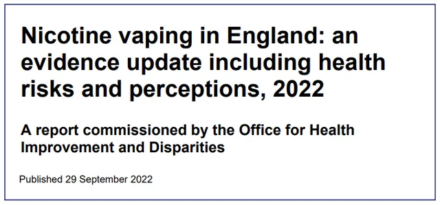 Nicotine vaping in England: an evidence update including health risks and perceptions, 2022