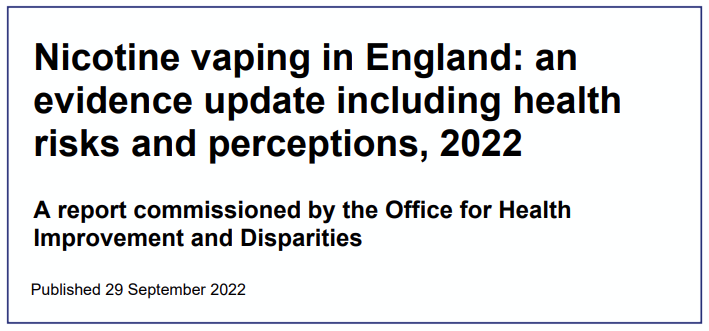 Nicotine vaping in England: an evidence update including health risks and perceptions, 2022