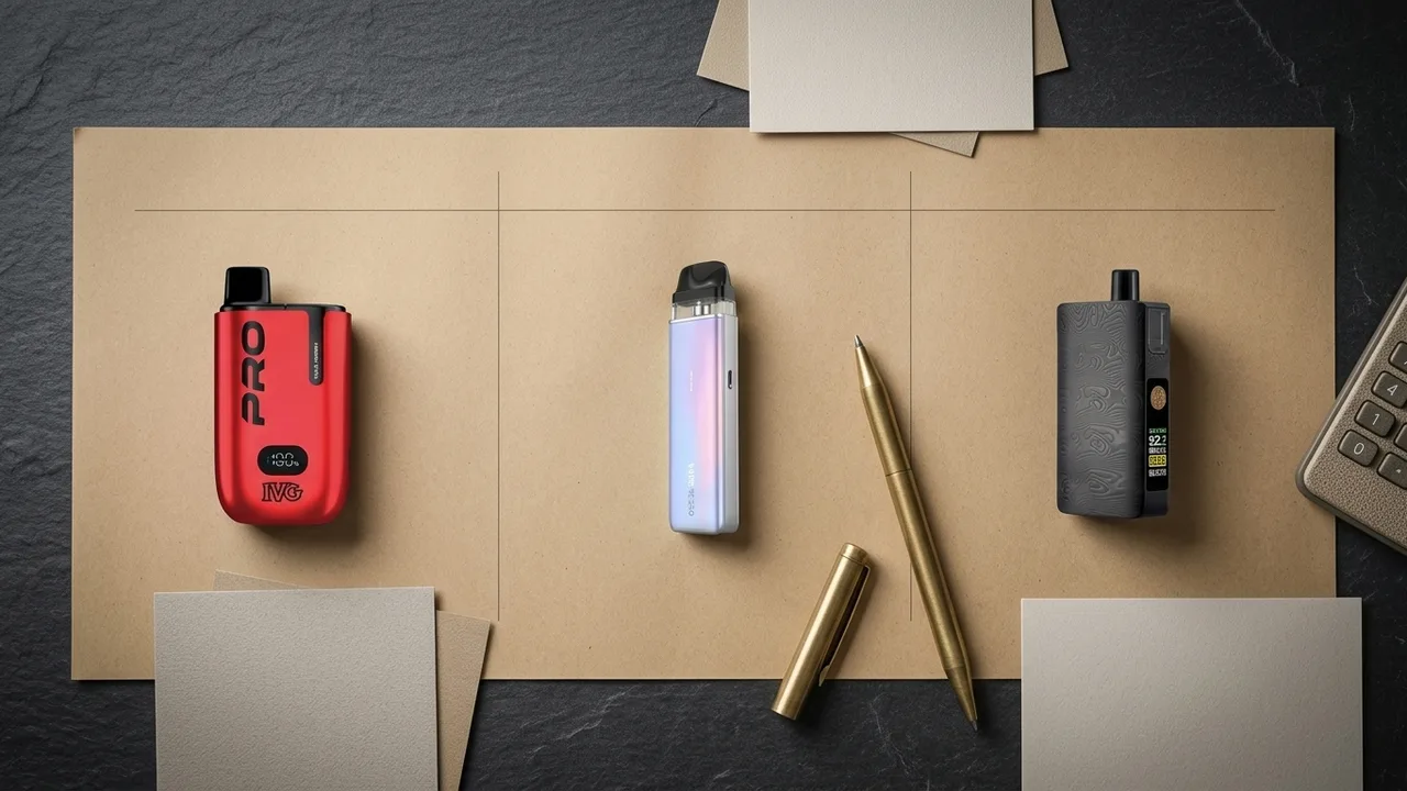Adult buyer-choice board comparing a prefilled pod device, a basic refillable pod and the DotPod Max V1.5 premium refillable pod.