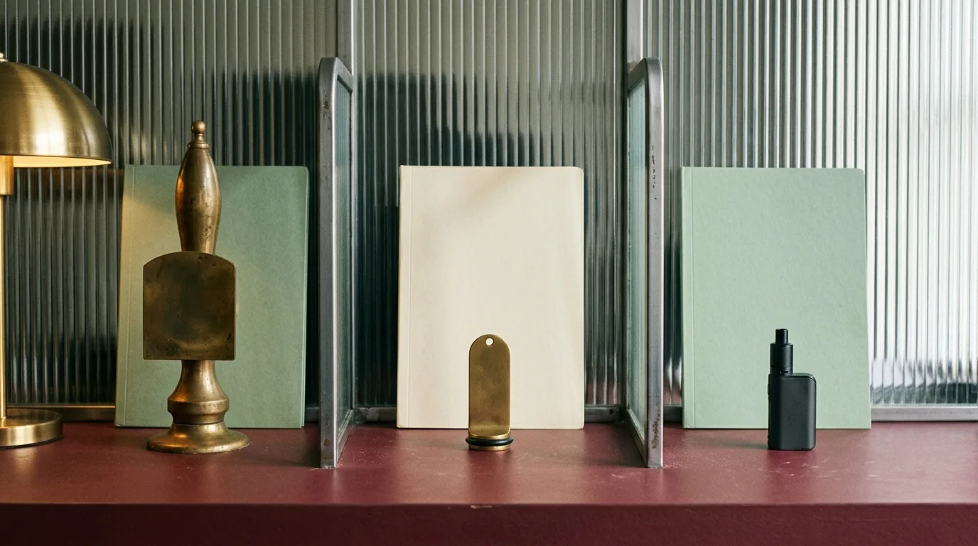 Three unlabelled business-rates folders with abstract pub, hotel and adult vape-retail lane objects.