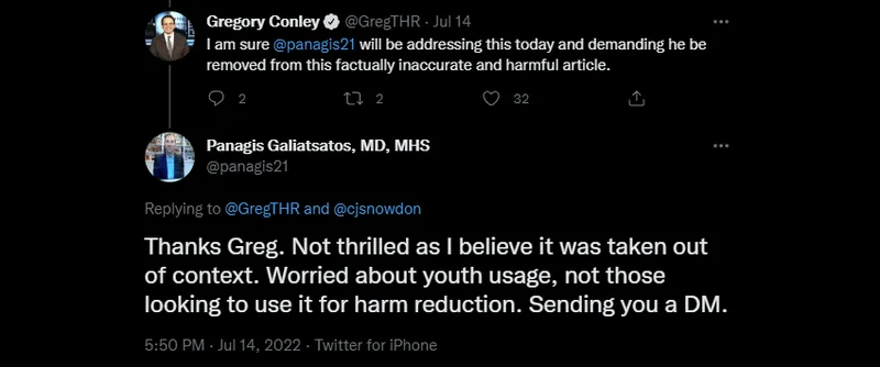 Dr Panagis Galiasatos tweet — 'not thrilled' about Daily Mail piece