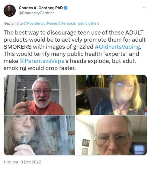 Charles A Gardner PhD #OldFartsVaping thread reply