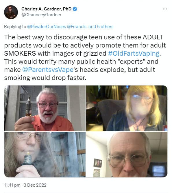Charles A Gardner PhD #OldFartsVaping thread reply