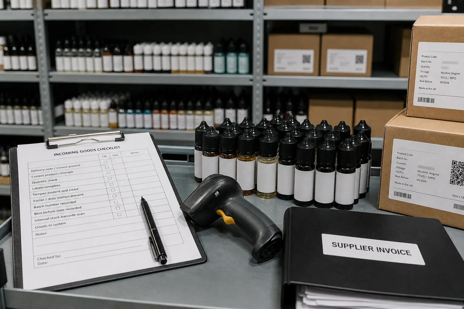 Checklist graphic for vape retailers preparing for Vaping Products Duty