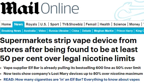 Daily Mail vape misinformation headline