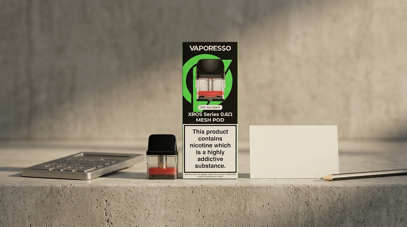 Vaporesso XROS replacement pods arranged for an ongoing cost comparison.