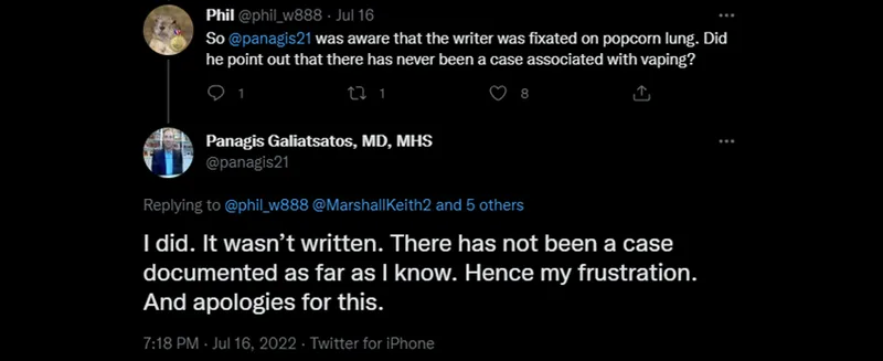 Dr Panagis Galiasatos follow-up tweet