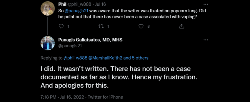 Dr Panagis Galiasatos follow-up tweet
