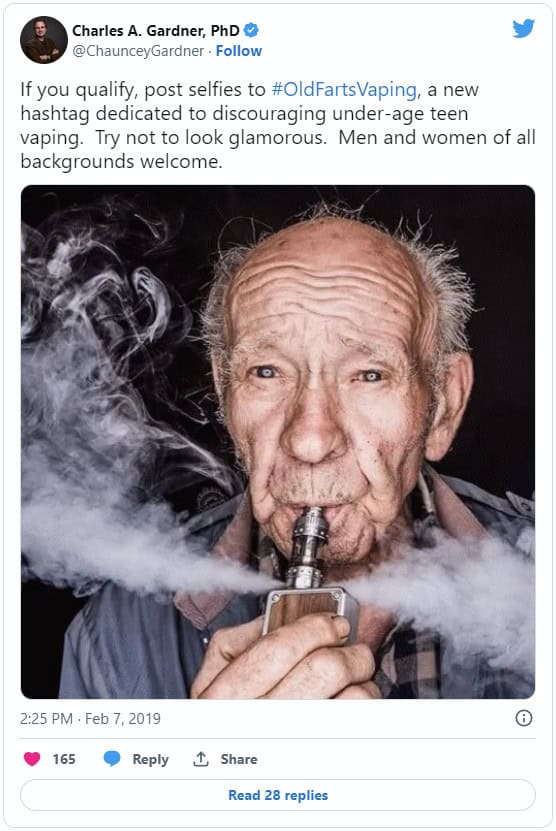 Charles A Gardner's original 2019 #OldFartsVaping tweet