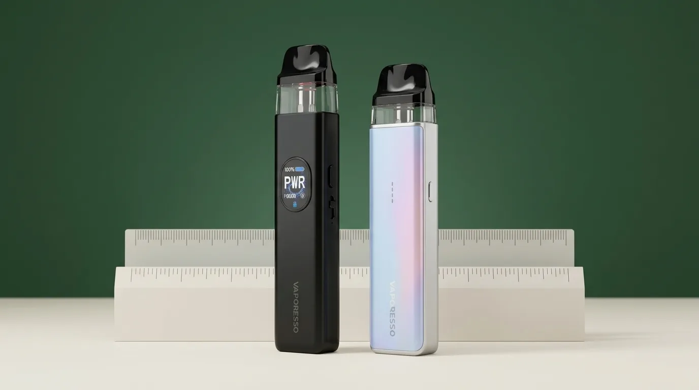 Vaporesso XROS 5 and XROS 5 Mini shown side by side for a size comparison.