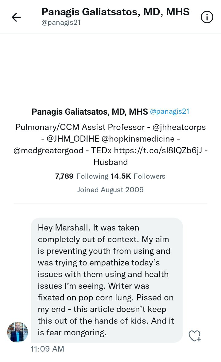 Dr Panagis Galiasatos response