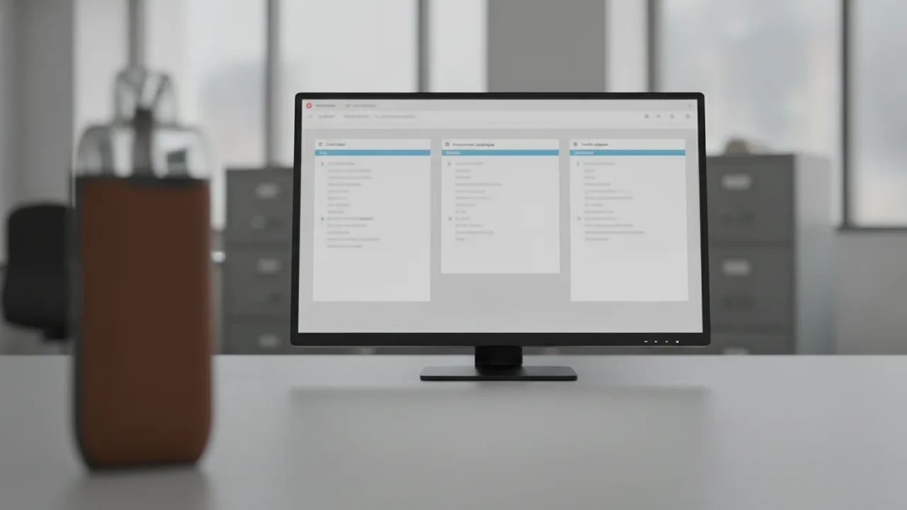 Muted digital marketing compliance review screen with an unreadable soft-focus vape prop for UK advertising and flavour-copy controls