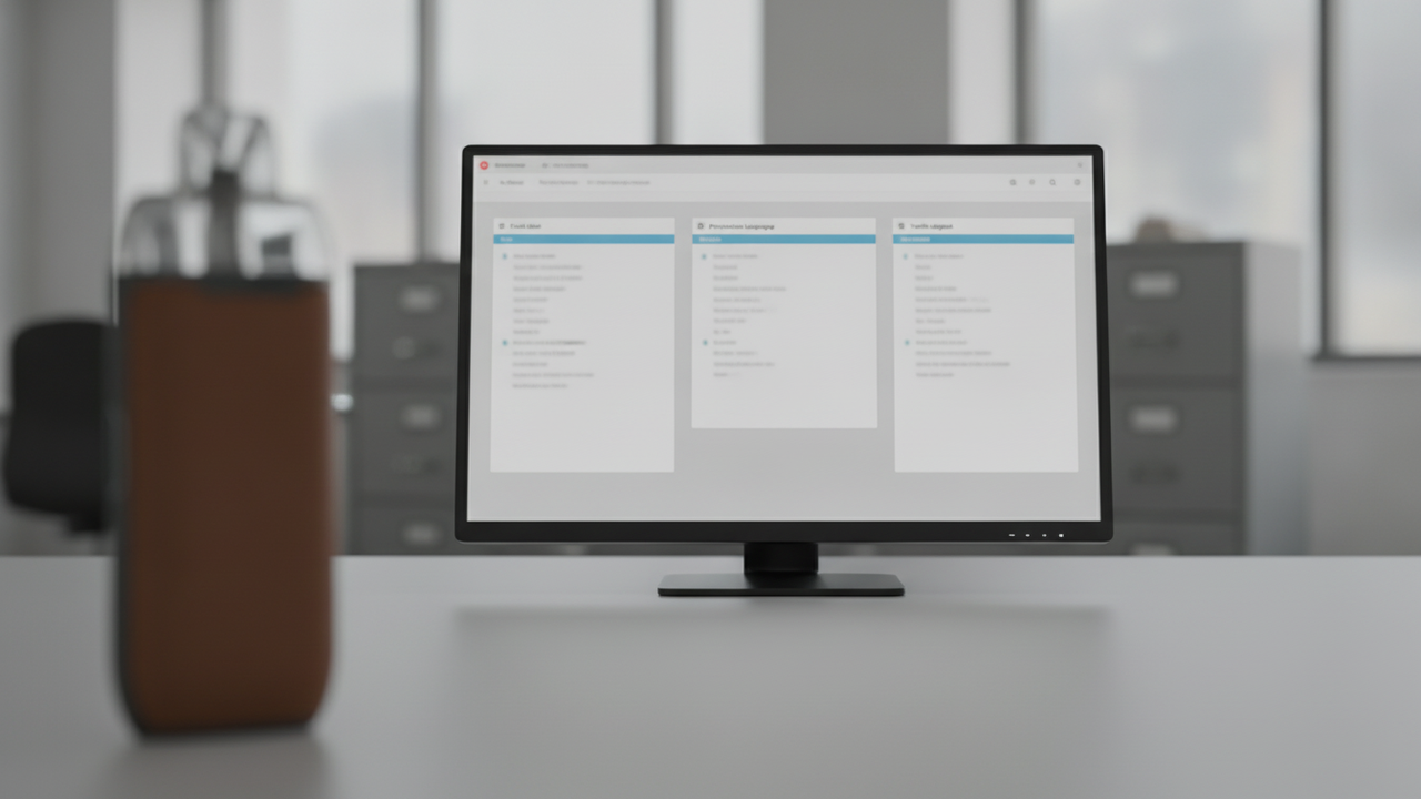 Muted digital marketing compliance review screen with an unreadable soft-focus vape prop for UK advertising and flavour-copy controls